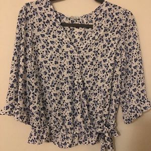 White & Blue Floral Blouse by SIENNA SKY